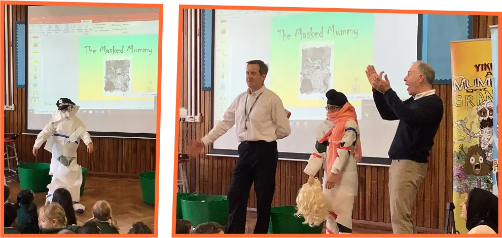 Jason visiting a school